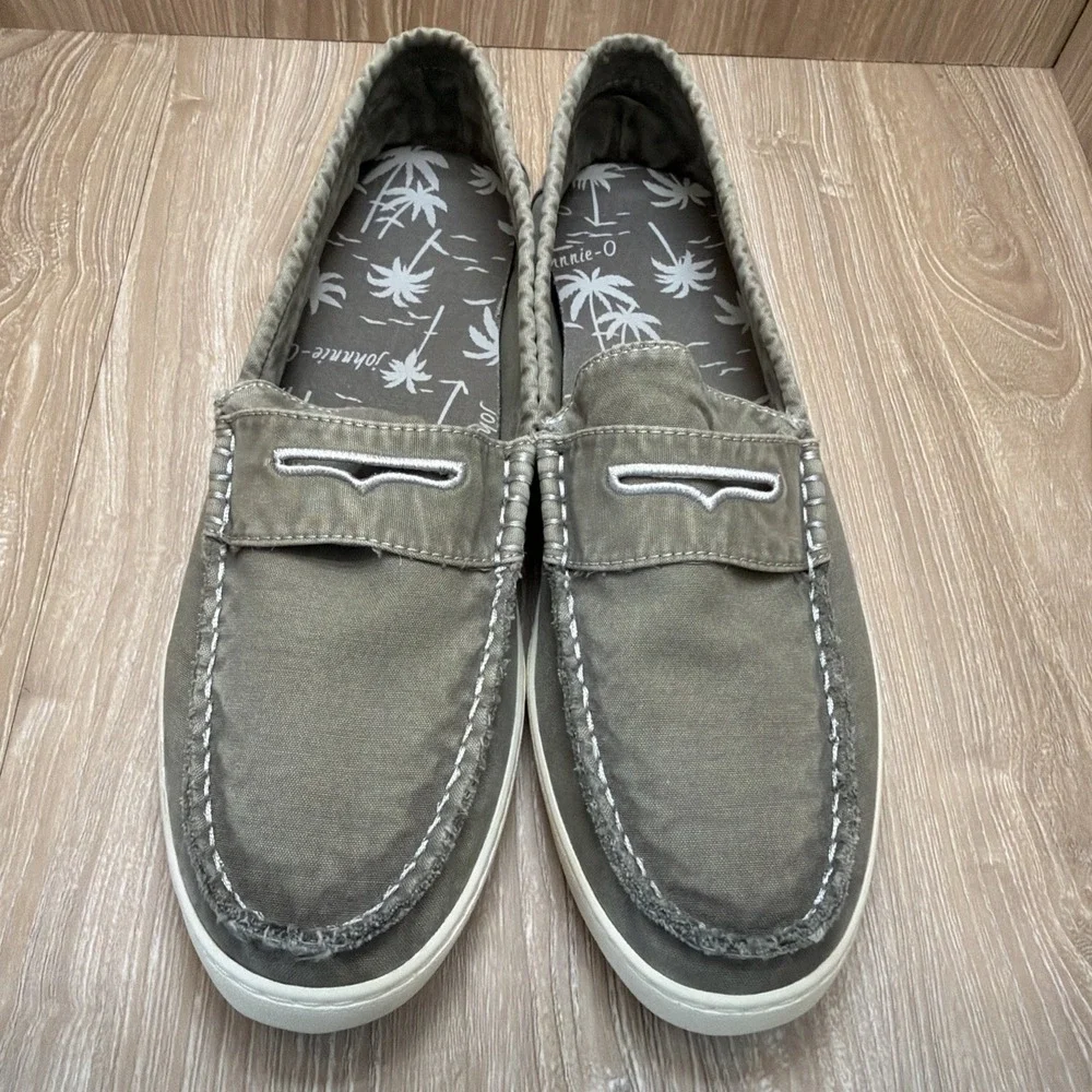 Johnnie-O Mens Size 12 Indigo Penny Gray Loafers Casual Boat Shoe